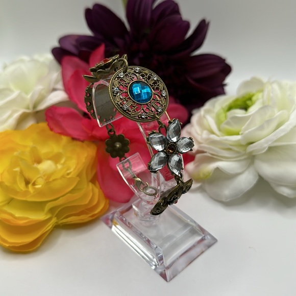 Bronzed Gold Gemstone Bracelet Antiqued Details NEW! - Picture 6 of 8